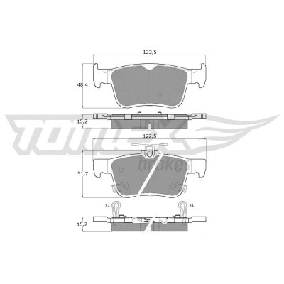 Billede af TOMEX brakes TX 18 871 Bremseklodser bagaksel med akustisk advarsel for slid HONDA: CIVIC 10, 10 Stufenheck