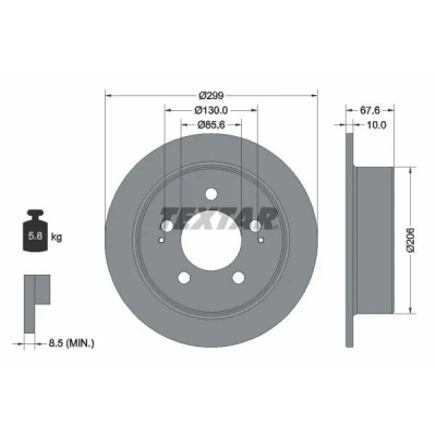 Billede af TEXTAR PRO 92198703 Bremseskiver 299 10 05/07 130 fuldstændigt coatet uden hjulbolte, hjulnav SSANGYONG: Rexton / 2, Kyron, W