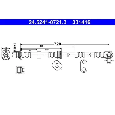 Billede af ATE 24.5241 0721.3 Bremseslange 720 M10x1