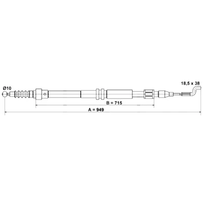 Billede af ATE 24.3727 0157.2 Håndbremsekabel 949 VOLKSWAGEN: Transporter 4 Bus,