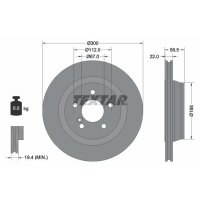 Billede af TEXTAR PRO 92099503 Bremseskiver 300 22 05/06 112 indvendigt ventileret coatet uden hjulbolte, hjulnav MERCEDES BENZ: S klasse Sedan