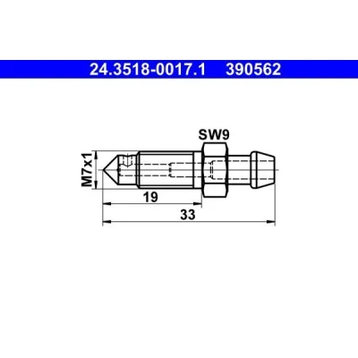 Billede af ATE 24.3518 0017.1 Udluftningsskrue/ ventil TOYOTA: Celica I Coupe, Yaris II Hatchback, Land Cruiser 60, SUBARU: Forester IV, III