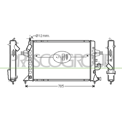 Billede af PRASCO OP017R009 Radiator Aluminium 601 360 34 Mekanisk fuget køleripper OPEL: Astra G Caravan, CC, Sedan
