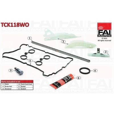 Billede af FAI AutoParts TCK118WO Styrekædesæt med pakninger, uden tandhjul Simplex, Boltkæde PEUGEOT: 207 Hatchback, 5008 I, 308 II Hatchback