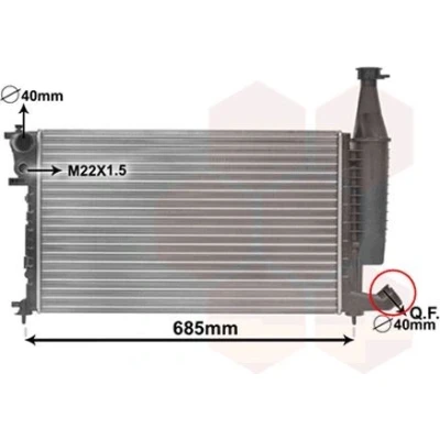 Billede af Van WEZEL 09002168 Radiator Aluminium 610 378 23 Mekanisk fuget køleripper CITROËN: Berlingo / First I, PEUGEOT: Partner I
