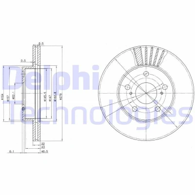 Billede af DELPHI BG3171 Bremseskiver 279 22 5 ventileret olieret ubehandlet uden hjullejer, ABS sensorring TOYOTA: Previa / Estima I