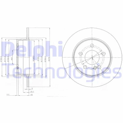 Billede af DELPHI BG4152 Bremseskiver 278 9 5 fuldstændigt olieret ubehandlet uden hjullejer, ABS sensorring MERCEDES BENZ: C klasse T modell