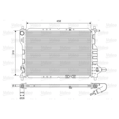 Billede af VALEO 701598 Radiator Aluminium 318 458 16 uden kølemiddelregulering Loddet køleripper CHEVROLET: Spark, Matiz