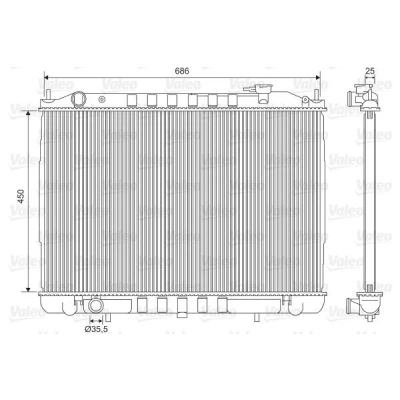 Billede af VALEO 701611 Radiator Aluminium 450 691 26 uden kølemiddelregulering Loddet køleripper