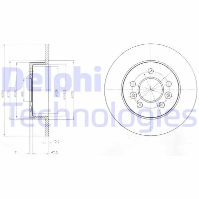 Billede af DELPHI BG3552 Bremseskiver 265 10 5 fuldstændigt olieret ubehandlet uden hjullejer, ABS sensorring RENAULT: ESPACE 2