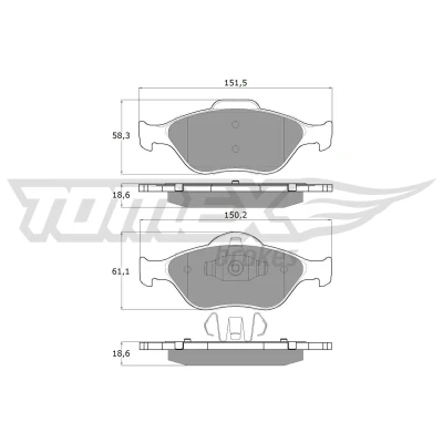 Billede af TOMEX brakes TX 12 55 Bremseklodser foraksel FORD: FIESTA 6, 5, Fusion Stationcar, MAZDA: 2 Hatchback