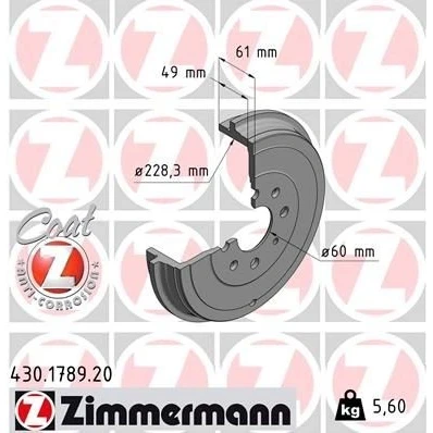 Billede af Bremsetromle ZIMMERMANN 430.1789.20