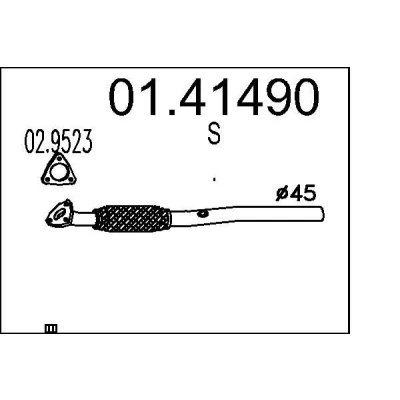 Billede af MTS 01.41490 Udstødningsrør 650 foran til mellemlydpotte OPEL: Corsa C Hatchback
