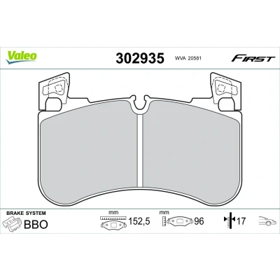 Billede af VALEO 302935 Bremseklodser foraksel Ekskl. slidadvarselskontakt uden skruer, med anti knirke plade LAND ROVER: Range Rover Sport, 4