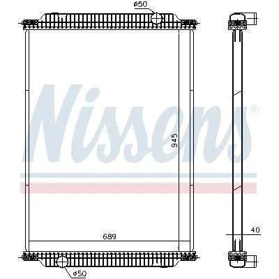 Billede af NISSENS 671950 Radiator Aluminium 945 689 40 uden ramme Loddet køleripper