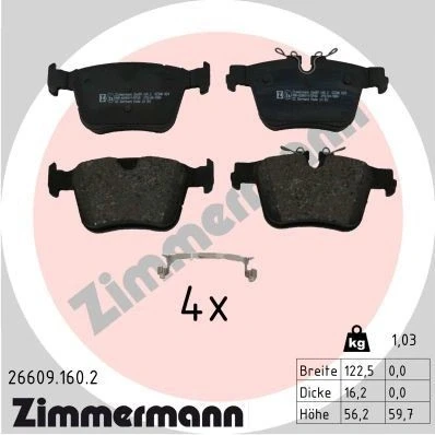 Billede af ZIMMERMANN 26609.160.2 Bremseklodser med glideplade, Billede svarer til leveringsomfang VOLVO: V60 II, V90 II Stationcar, XC40