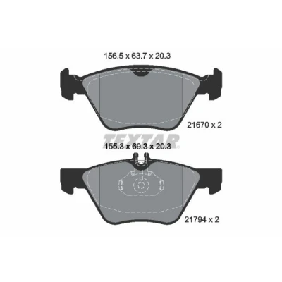 Billede af TEXTAR 2167001 Bremseklodser Forberedt til slidindikator MERCEDES BENZ: W124 Sedan, E klasse CLK Coupe, CHRYSLER: Crossfire Coupe