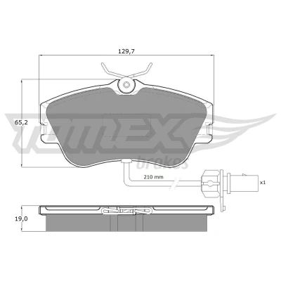 Billede af TOMEX brakes TX 11 821 Bremseklodser foraksel Inkl. slidadvarselskontakt VOLKSWAGEN: Transporter 4 Bus,