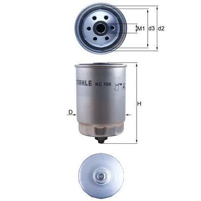 Billede af MAHLE ORIGINAL KC 104 Brændstoffilter Påskruet filter VOLVO: S60 I, XC90 S80 I