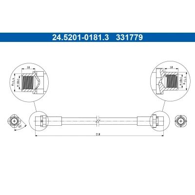 Billede af ATE 24.5201 0181.3 Bremseslange 210mm BMW: 3 Sedan, Touring, Coupe