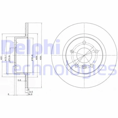 Billede af DELPHI BG3227C Bremseskiver 304 13 5 fuldstændigt coatet ubehandlet uden hjullejer, ABS sensorring LAND ROVER: Range Rover 2, 3