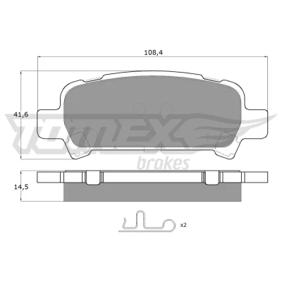 Billede af TOMEX brakes TX 15 46 Bremseklodser bagaksel med akustisk advarsel for slid tilbehør SUBARU: Forester II, Legacy 4, Impreza I Sedan