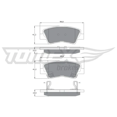 Billede af TOMEX brakes TX 17 48 Bremseklodser bagaksel med akustisk advarsel for slid HYUNDAI: i30 II Hatchback, Sonata V, Tucson, KIA: Optima / K5, Soul I