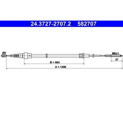 Billede af ATE 24.3727 2707.2 Håndbremsekabel 1496 VOLKSWAGEN: Lupo / 3L