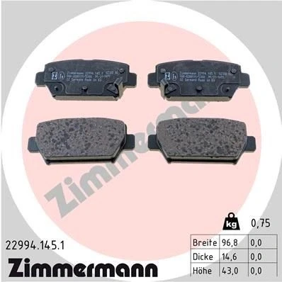 Billede af ZIMMERMANN 22994.145.1 Bremseklodser med akustisk advarsel for slid Billede svarer til leveringsomfang MITSUBISHI: Eclipse Cross
