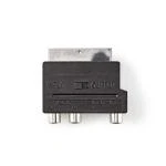 Billede af SCART adapter Han 3x RCA Hun + S VIDEO Nikkelplateret Skiftelig ABS Sort 1 stk. Plastikpose
