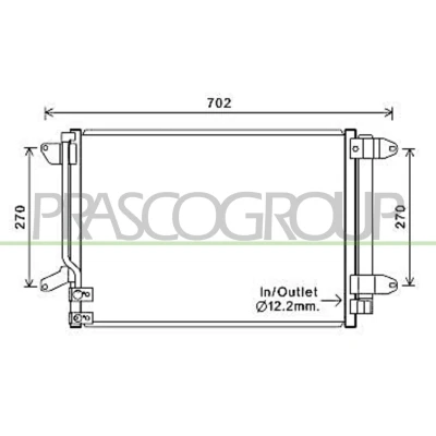 Billede af PRASCO VG424C001 Kondensator med tørrer 15mm 13mm Aluminium 580mm R134a