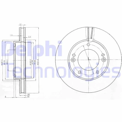 Billede af DELPHI BG3858 Bremseskiver 302 28 5 ventileret olieret ubehandlet uden hjullejer, ABS sensorring KIA: SORENTO 1