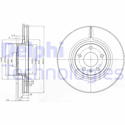 Billede af DELPHI BG3939 Bremseskiver 321 30 5 ventileret olieret ubehandlet uden hjullejer, ABS sensorring AUDI: A6 C6 Avant, Sedan, A8 D3