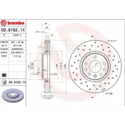 Billede af BREMBO XTRA LINE 09.9162.1X Bremseskiver 302 28 5 perforeret/indv. ventileret coatet højkarboniseret OPEL: Vectra C Caravan, CC
