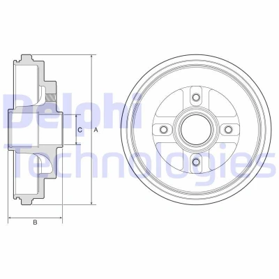 Billede af DELPHI BF630 Bremsetromler uden ABS sensorring, hjullejer, leje 232 SUZUKI: IGNIS 2