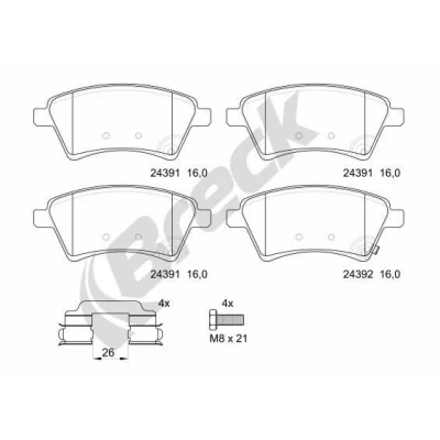 Billede af BRECK 24391 00 701 Bremseklodser med akustisk advarsel for slid anti knirke plade tilbehør SUZUKI: SX4 I Hatchback, Sedan