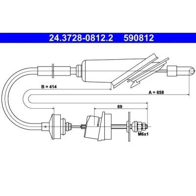 Billede af ATE 24.3728 0812.2 Koblingskabel PEUGEOT: 106 I Hatchback