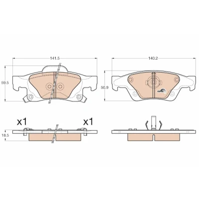Billede af TRW COTEC GDB4448 Bremseklodser med akustisk advarsel for slid
