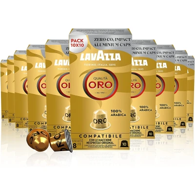 Billede af 10 x pakker Lavazza Qualitá Oro kapsler til Nespresso (100 kapsler)