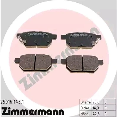 Billede af ZIMMERMANN 25016.143.1 Bremseklodser med akustisk advarsel for slid Billede svarer til leveringsomfang TOYOTA: Prius Plus