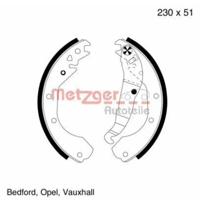 Billede af METZGER MG 418 Bremsebakker bagaksel 230 51 med arm OPEL: Manta B Sedan