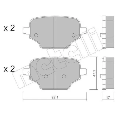 Billede af METELLI 22 1245 0 Bremseklodser Ekskl. slidadvarselskontakt PEUGEOT: Partner III Van, Rifter MPV, CITROËN: Berlingo, Berlingo Van