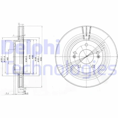 Billede af DELPHI BG3860 Bremseskiver 294 26 5 ventileret olieret ubehandlet uden hjullejer, ABS sensorring