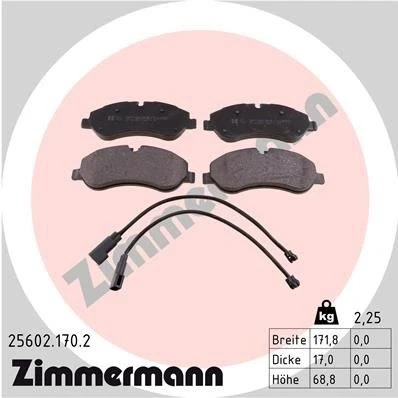 Billede af ZIMMERMANN 25602.170.2 Bremseklodser Inkl. slidadvarselskontakt Billede svarer til leveringsomfang FORD: Transit Custom V362 Van