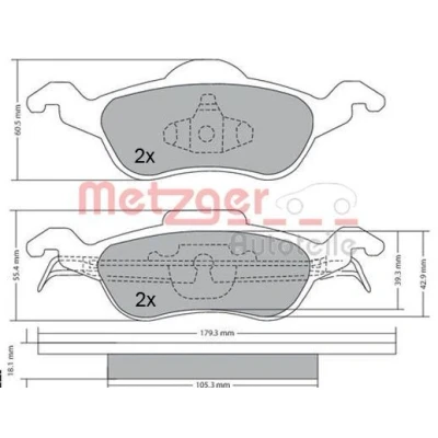 Billede af METZGER 1170038 Bremseklodser foraksel Ekskl. slidadvarselskontakt med anti knirke plade FORD: Focus Mk1 Hatchback, Stationcar