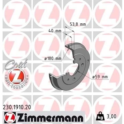 Billede af Bremsetromle ZIMMERMANN 230.1910.20