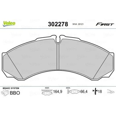 Billede af VALEO 302278 Bremseklodser foraksel Ekskl. slidadvarselskontakt med anti knirke plade IVECO: DAILY 3 Kasten/Kombi,