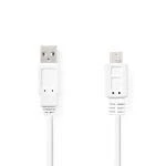 Billede af USB kabel 2.0 A han Micro B 480 Mbps Nikkelplateret 1.00 m Fladt PVC Hvid Plastikpose