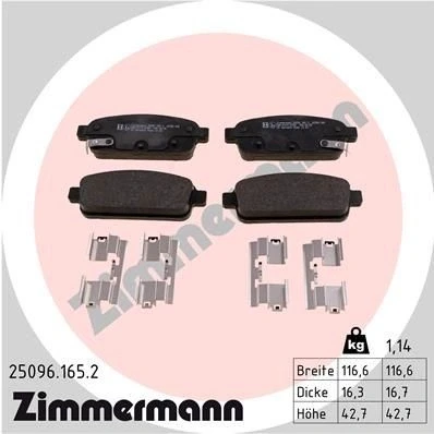 Billede af ZIMMERMANN 25096.165.2 Bremseklodser med akustisk advarsel for slid Billede svarer til leveringsomfang, fjeder OPEL: Astra J Sports Tourer