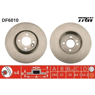 Billede af TRW DF6010 Bremseskiver 294 22 4 100 ventileret MINI: Clubman, Hatchback, Cabriolet